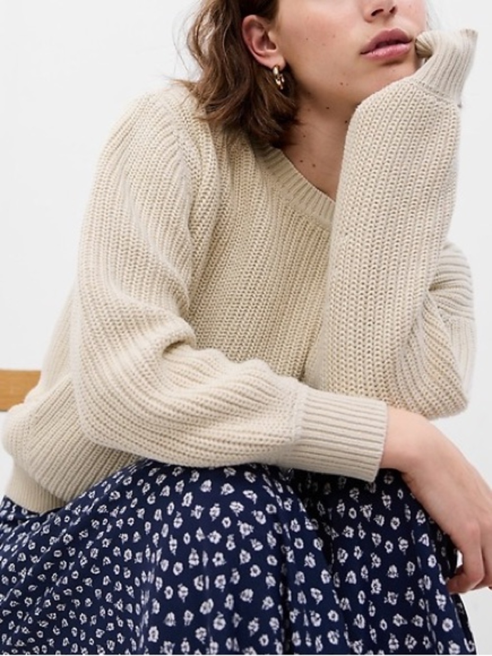 Gap 100% Cotton Women's Shaker-Stitch Crewneck Sweater